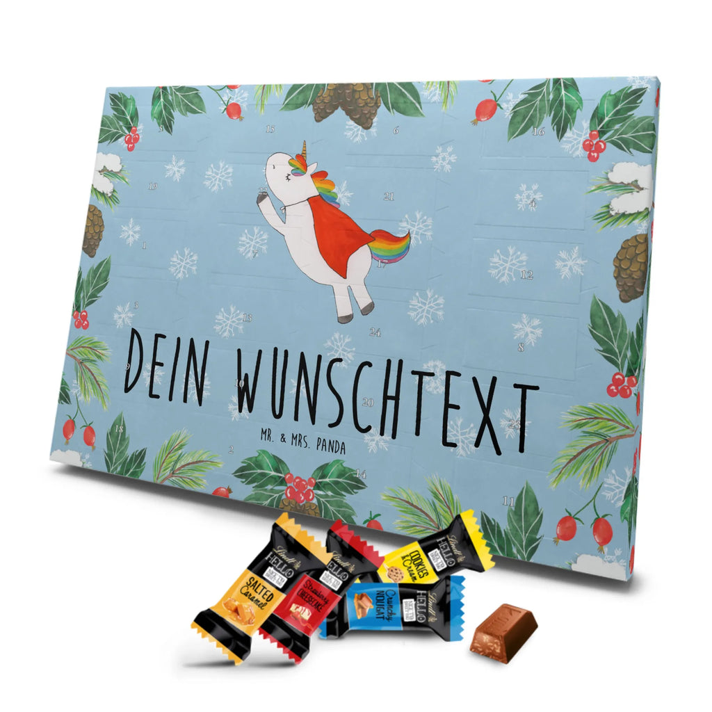 Personalisierter Markenschokolade Adventskalender Einhorn Super Personalisierter Adventskalender, Einhorn, Einhörner, Einhorn Deko, Pegasus, Unicorn, Traummann, Superheld, Held, Freundin, Geschenk, Girl, Mädchen