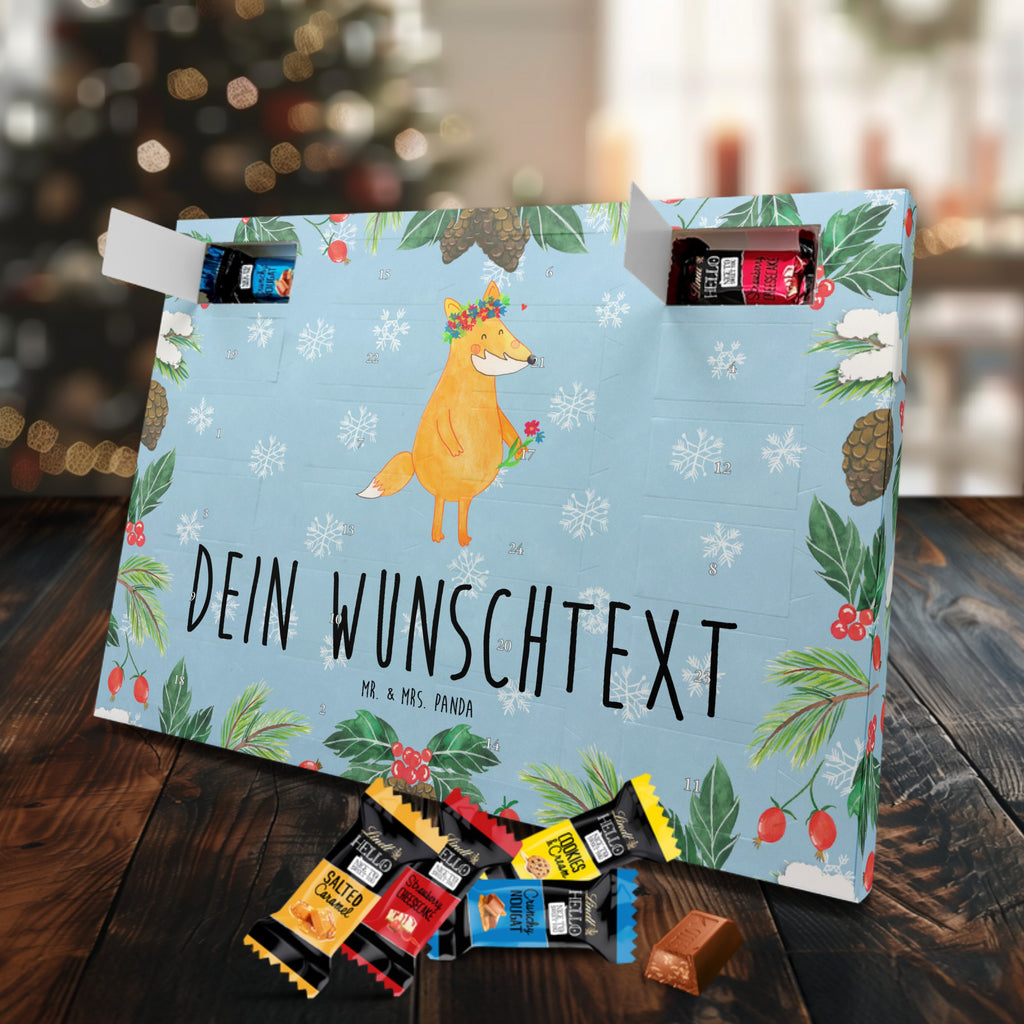 Personalisierter Markenschokolade Adventskalender Fuchs Blumen Personalisierter Adventskalender, Fuchs, Füchse, Fox, Liebe, Freundin, Fuchsmädchen, Blumenmädchen, Freundinnen, Liebesbeweis, Blume, Blumen, Motivation, Freude, ich, mich, Selbstliebe