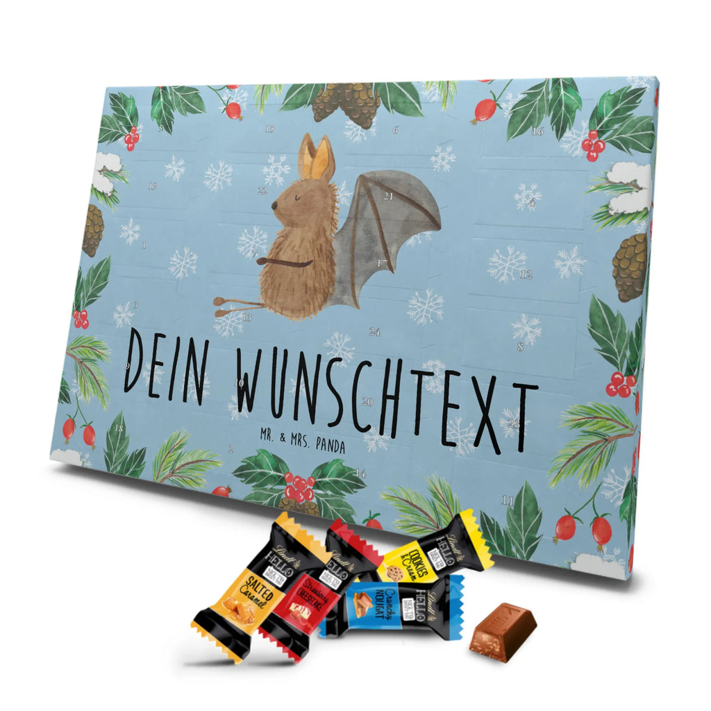 Personalisierter Markenschokolade Adventskalender Fledermaus Sitzen Personalisierter Adventskalender, Tiermotive, Gute Laune, lustige Sprüche, Tiere, Fledermaus, Fledermäuse, Motivation, entspannen