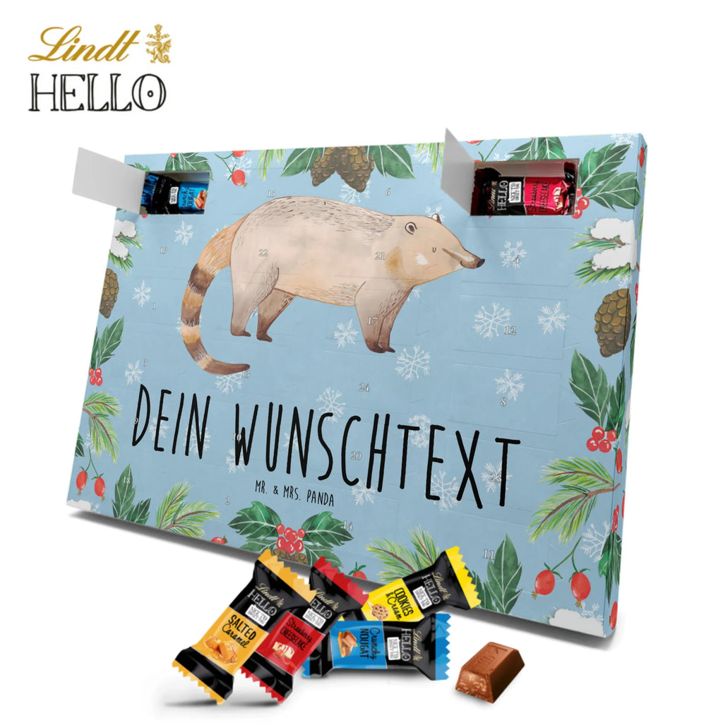 Personalisierter Markenschokolade Adventskalender Nasenbär Personalisierter Adventskalender, Tiermotive, Gute Laune, lustige Sprüche, Tiere, Nasenbär, Nasenbären, Rüsselbär, Bär