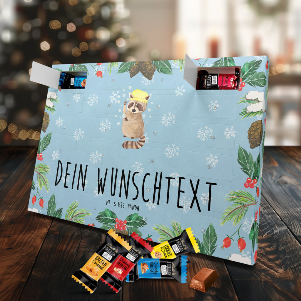 Personalisierter Markenschokolade Adventskalender Waschbär Personalisierter Adventskalender, Tiermotive, Gute Laune, lustige Sprüche, Tiere, Waschbär, Tagträumen, Plan, Fröhlich, waschen, Seifenblasen