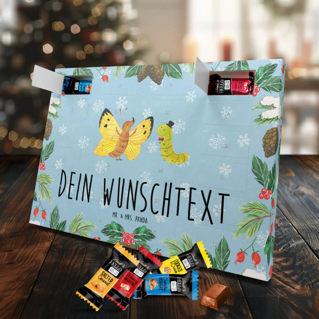 Personalisierter Markenschokolade Adventskalender Raupe Schmetterling Personalisierter Adventskalender, Tiermotive, Gute Laune, lustige Sprüche, Tiere, Raupe, Schmetterling, Zitronenfalter, Entwicklung, Erwachsen werden, Kokon, Hut, Hütchen, Schönheit, Aufwachsen