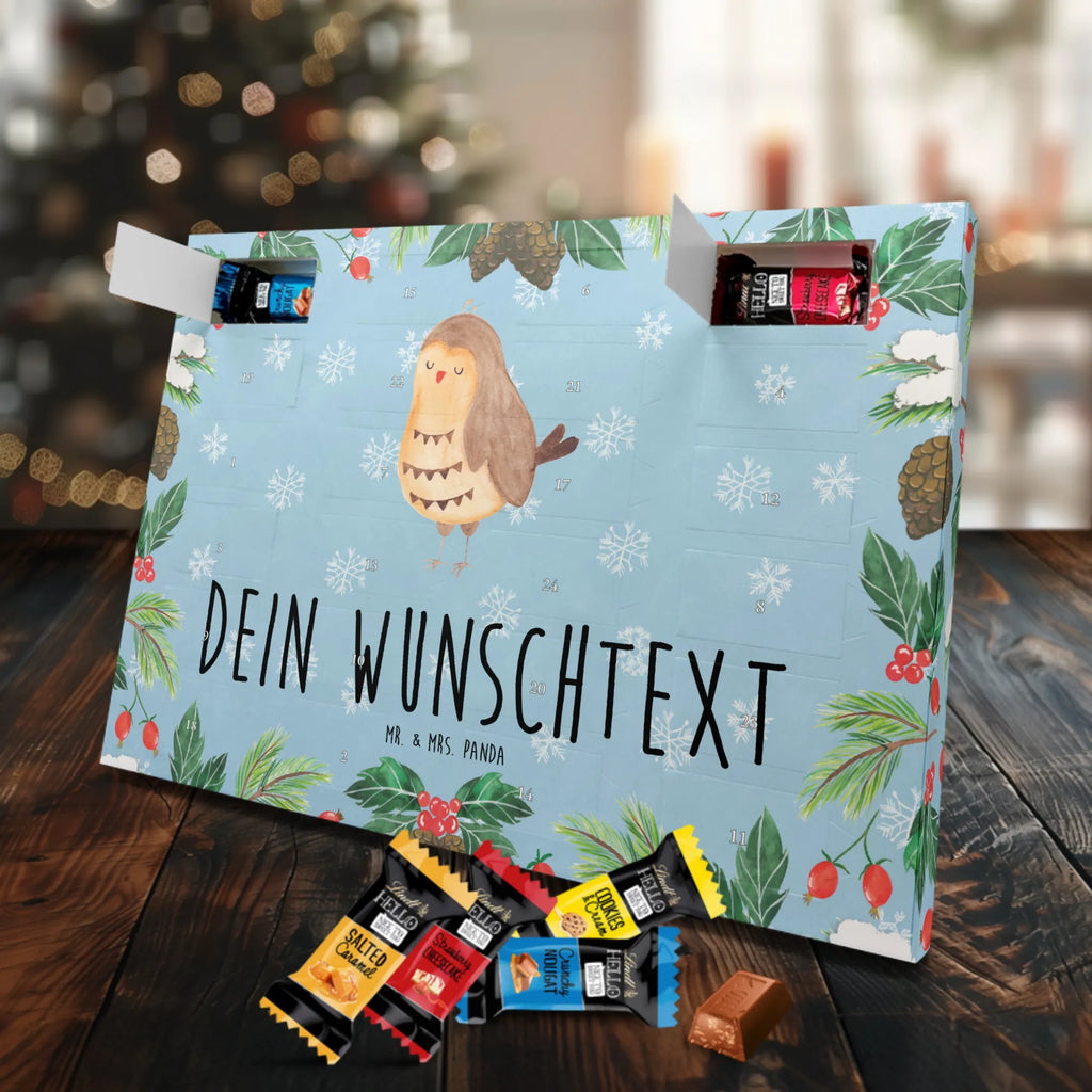 Personalisierter Markenschokolade Adventskalender Eule Zufrieden Personalisierter Adventskalender, Eule, Eule Spruch, Eule deko, Owl, Liebe Spruch, Romantisch, Wortspiel lustig, Spruch schön, Geschenk Hochzeitstag