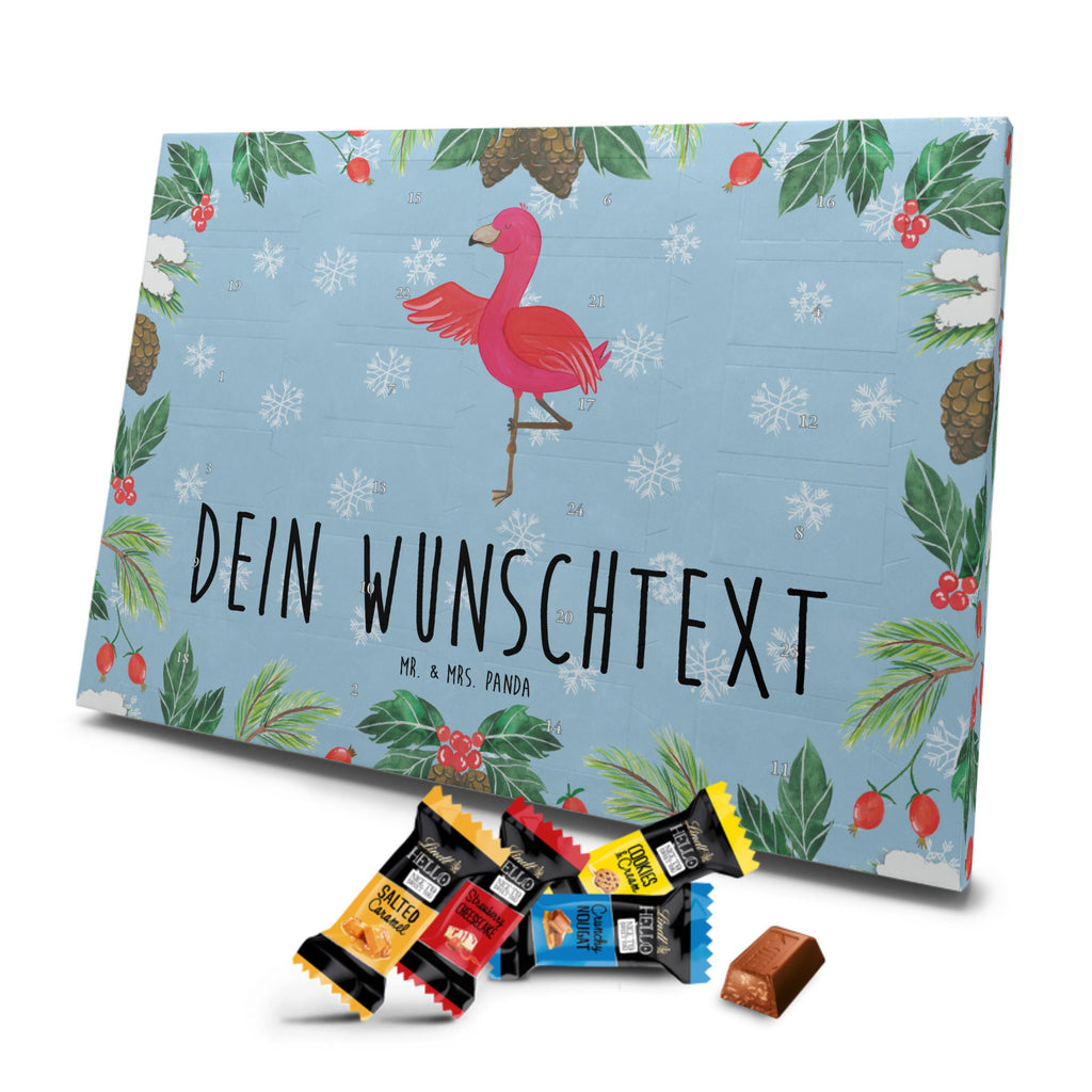 Personalisierter Markenschokolade Adventskalender Flamingo Yoga Personalisierter Adventskalender, Flamingo, Vogel, Yoga, Namaste, Achtsamkeit, Yoga-Übung, Entspannung, Ärger, Aufregen, Tiefenentspannung