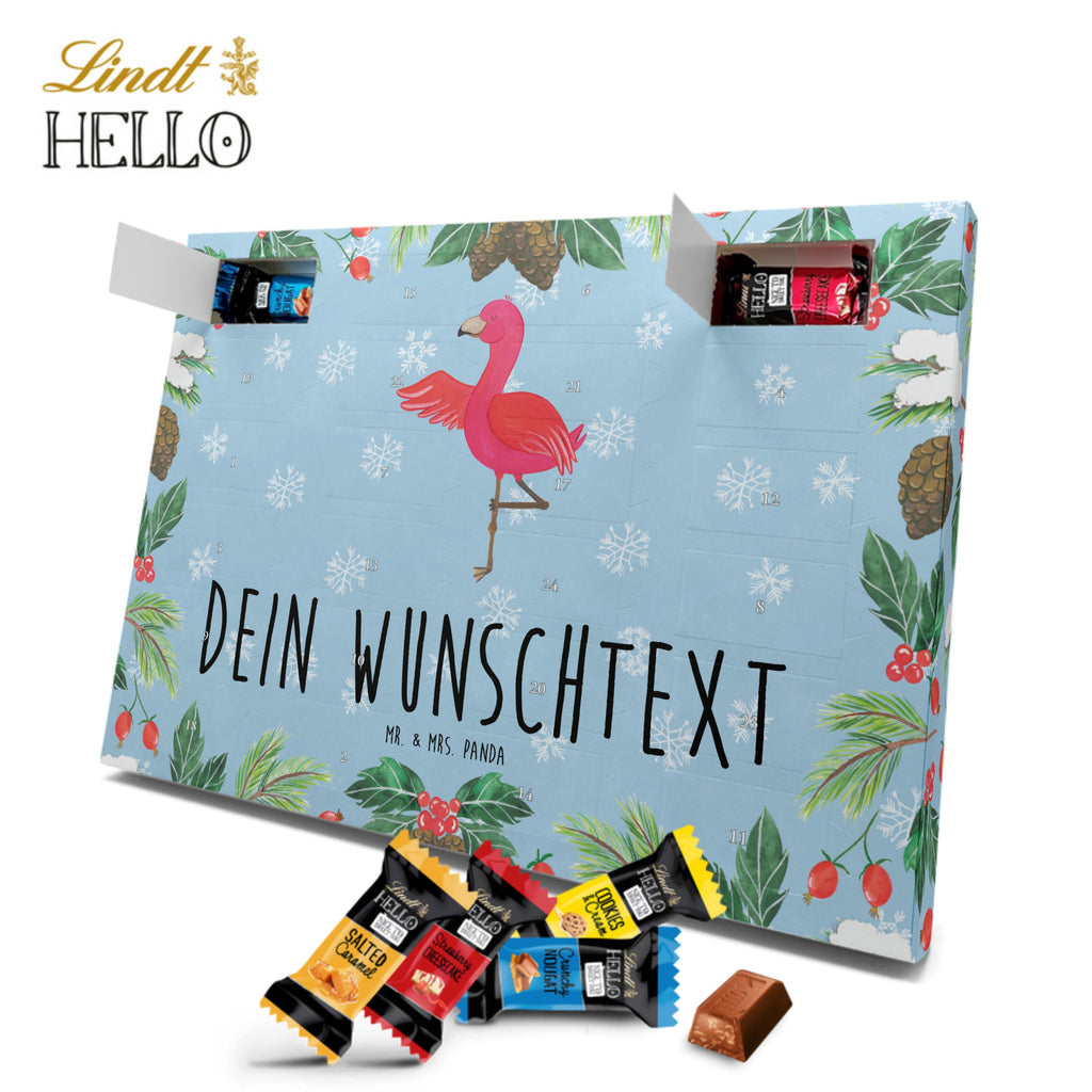 Personalisierter Markenschokolade Adventskalender Flamingo Yoga Personalisierter Adventskalender, Flamingo, Vogel, Yoga, Namaste, Achtsamkeit, Yoga-Übung, Entspannung, Ärger, Aufregen, Tiefenentspannung