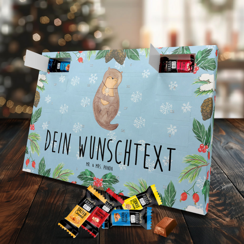 Personalisierter Markenschokolade Adventskalender Otter Muschel Personalisierter Adventskalender, Otter, Fischotter, Seeotter, Otterliebe, grübeln, träumen, Motivation, Tagträumen, Büro