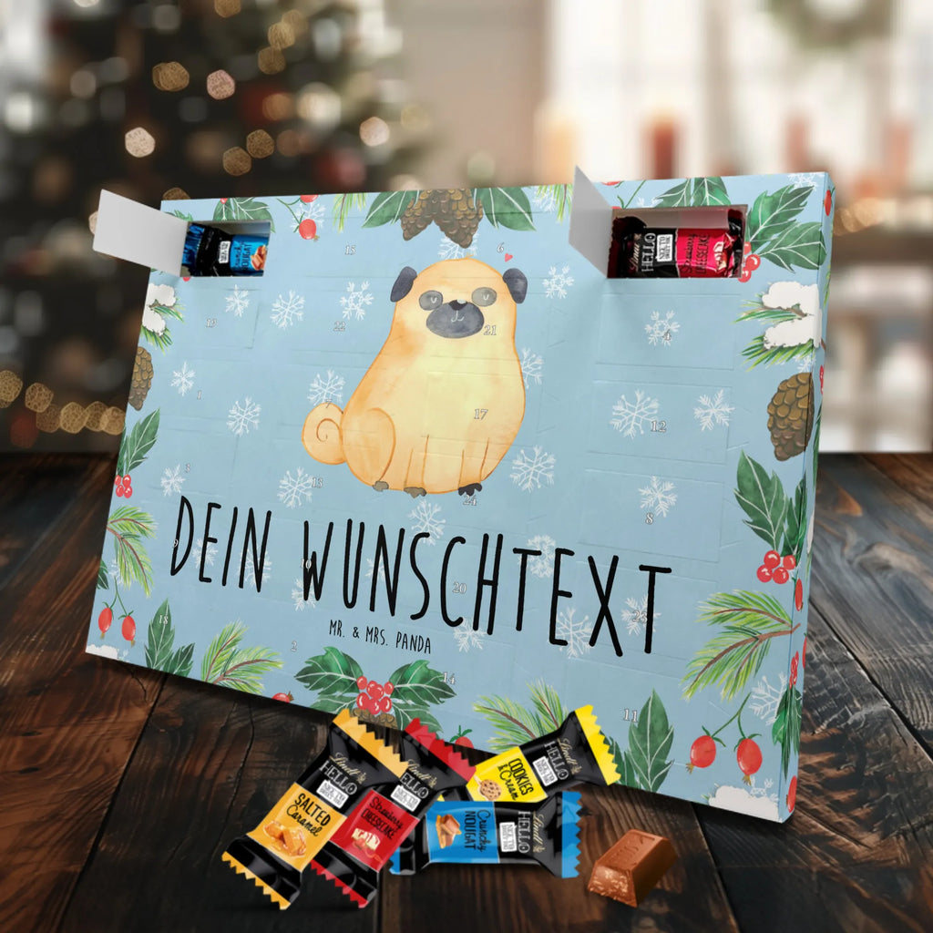 Personalisierter Markenschokolade Adventskalender Mops Personalisierter Adventskalender, Hund, Hundemotiv, Haustier, Hunderasse, Tierliebhaber, Hundebesitzer, Sprüche, Mops, Liebe, Hundeliebe