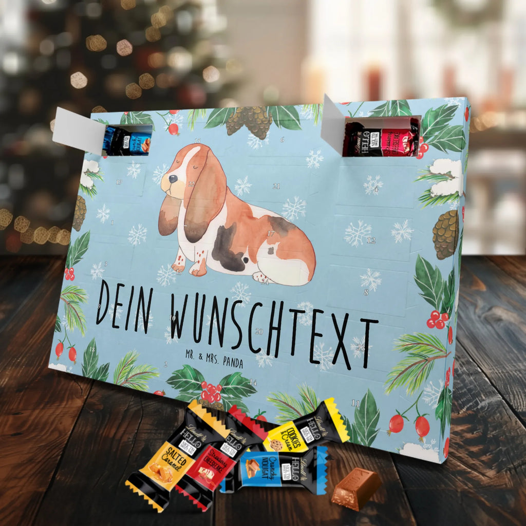 Personalisierter Markenschokolade Adventskalender Hund Basset Hound Personalisierter Adventskalender, Hund, Hundemotiv, Haustier, Hunderasse, Tierliebhaber, Hundebesitzer, Sprüche, Basset Hound, Basset, Hundeliebe, kinderlos