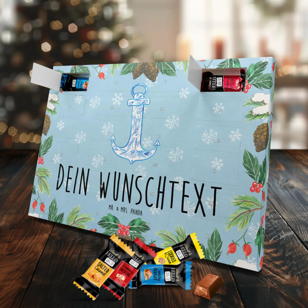 Personalisierter Markenschokolade Adventskalender Anker Blau Personalisierter Adventskalender, Tiermotive, Gute Laune, lustige Sprüche, Tiere