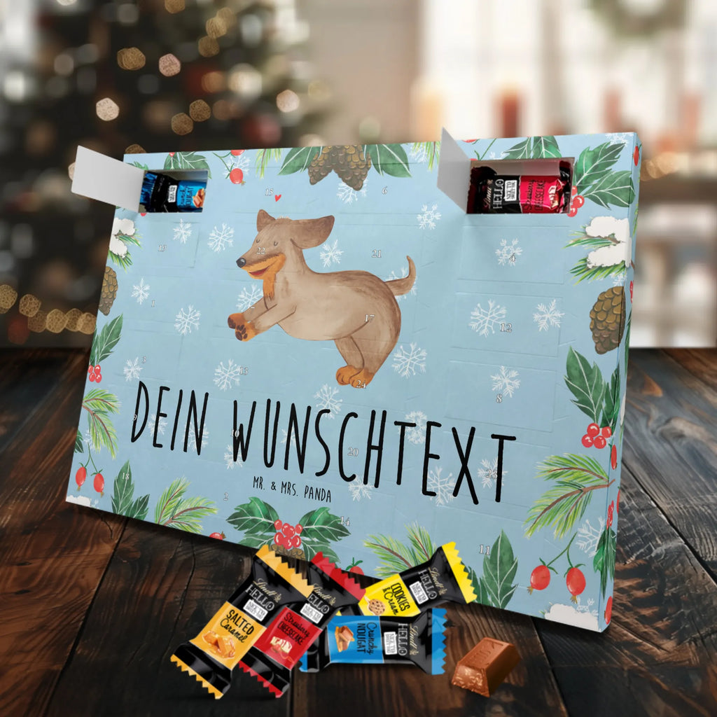 Personalisierter Markenschokolade Adventskalender Hund Dackel Personalisierter Adventskalender, Hund, Hundemotiv, Haustier, Hunderasse, Tierliebhaber, Hundebesitzer, Sprüche, Hunde, Dackel, Dachshund, happy dog