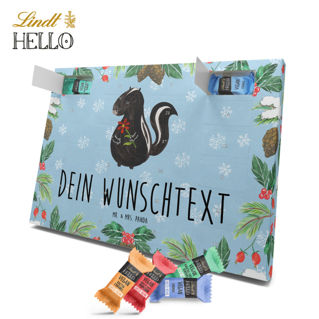 Personalisierter veganer Adventskalender Stinktier Blume Personalisierter veganer Adventskalender, Stinktier, Skunk, Wildtier, Raubtier, Stinker, Stinki, Tagträumer, verträumt, Dreams, Träume