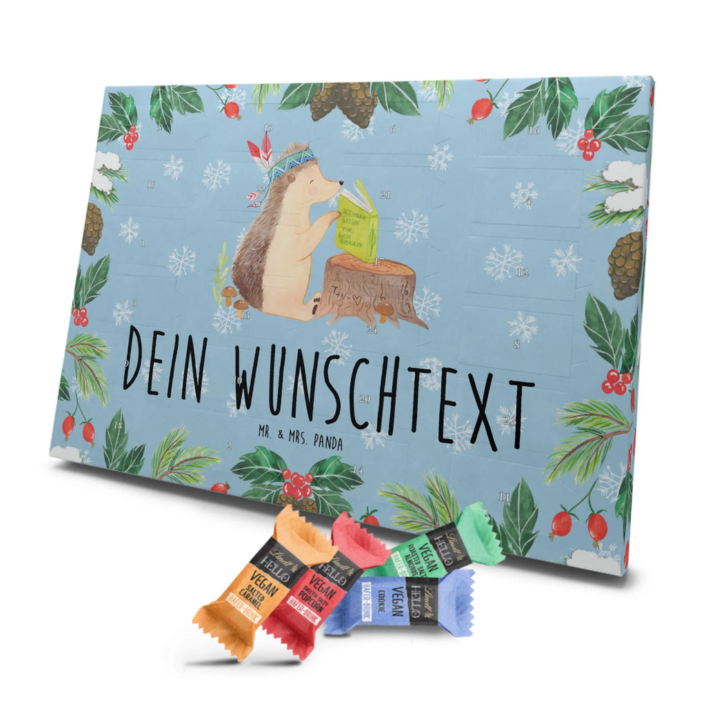 Personalisierter veganer Adventskalender Igel Federschmuck Personalisierter veganer Adventskalender, Waldtiere, Tiere, Igel, Indianer, Abenteuer, Lagerfeuer, Camping