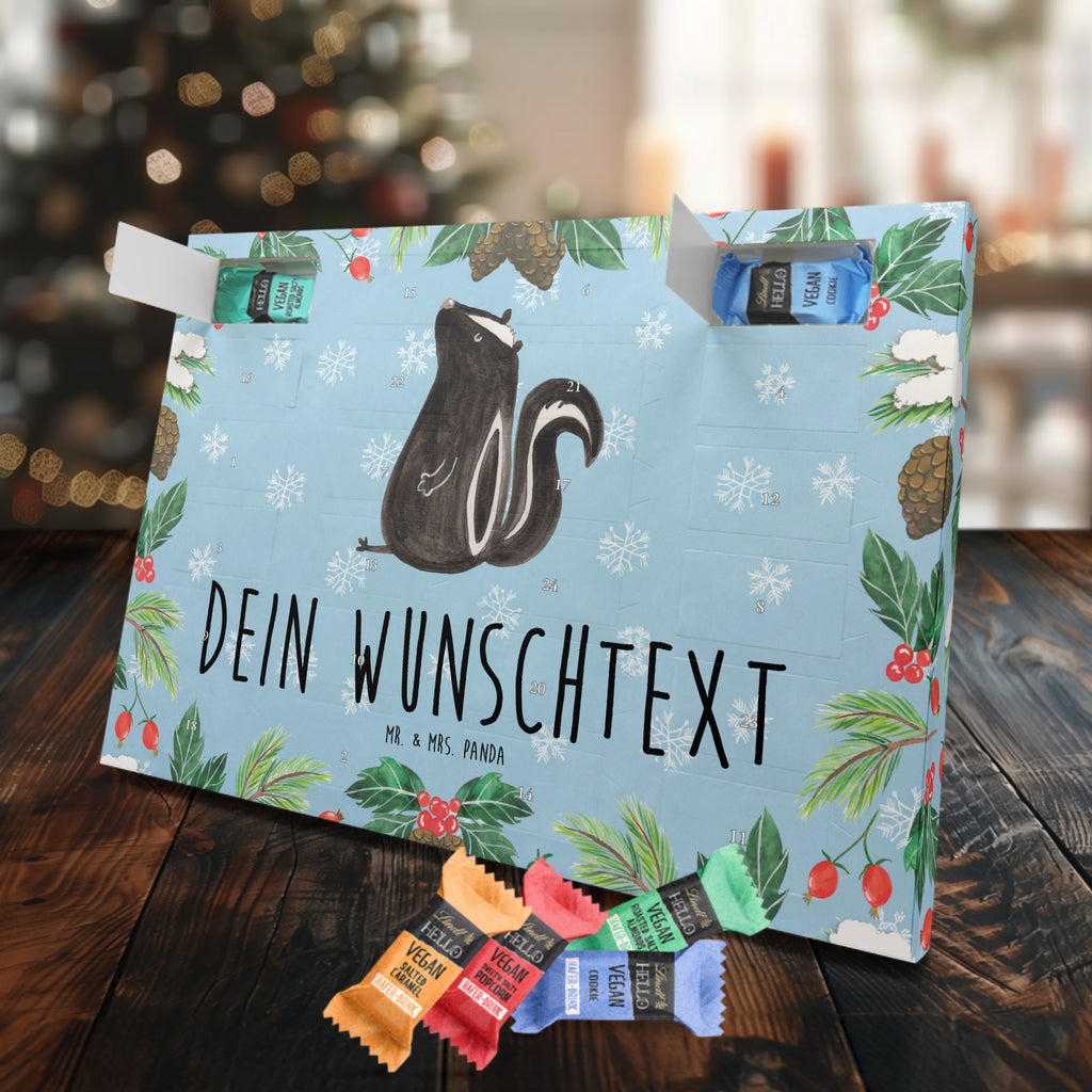 Personalisierter veganer Adventskalender Stinktier Sitzen Personalisierter veganer Adventskalender, Stinktier, Skunk, Wildtier, Raubtier, Stinker, Stinki, Spruch, Büro, Recht, Besserwisser