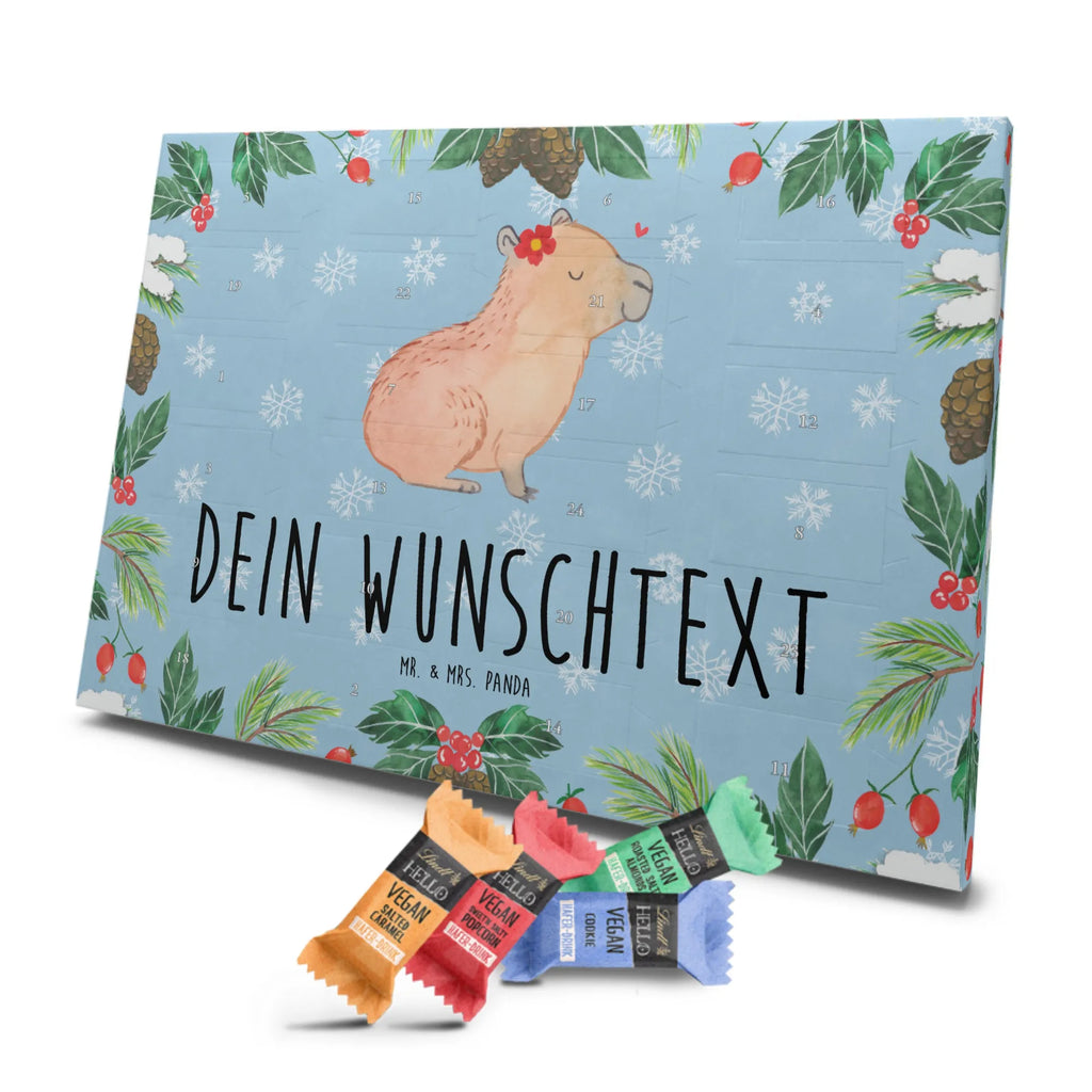 Personalisierter veganer Adventskalender Capybara Blume Personalisierter veganer Adventskalender, Tiermotive, Gute Laune, lustige Sprüche, Tiere, Capybara