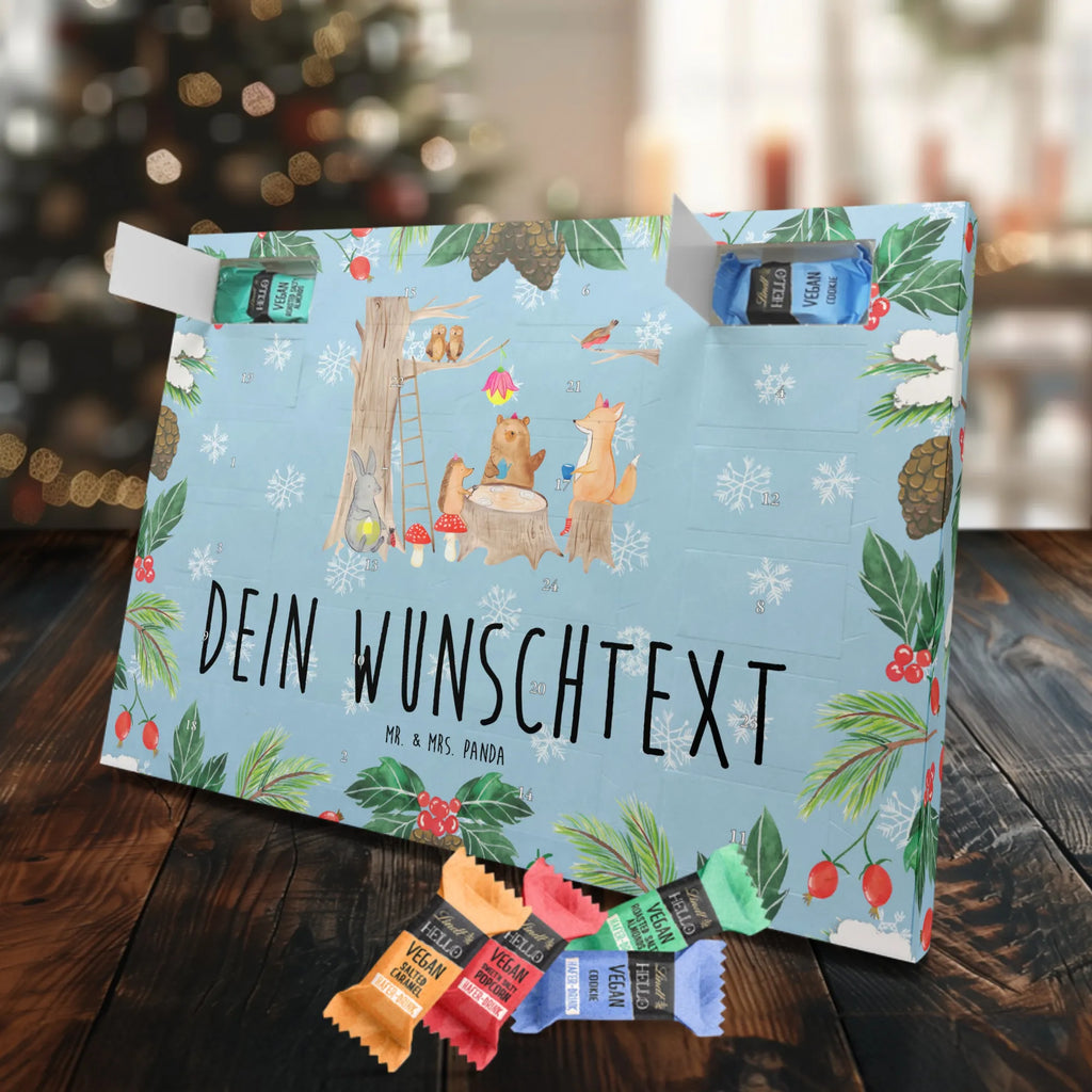 Personalisierter veganer Adventskalender Waldtiere Picknick Personalisierter veganer Adventskalender, Tiermotive, Gute Laune, lustige Sprüche, Tiere, Waldtiere, Picknick, Wald, Fuchs, Hase, Igel, Maus, Eichhörnchen