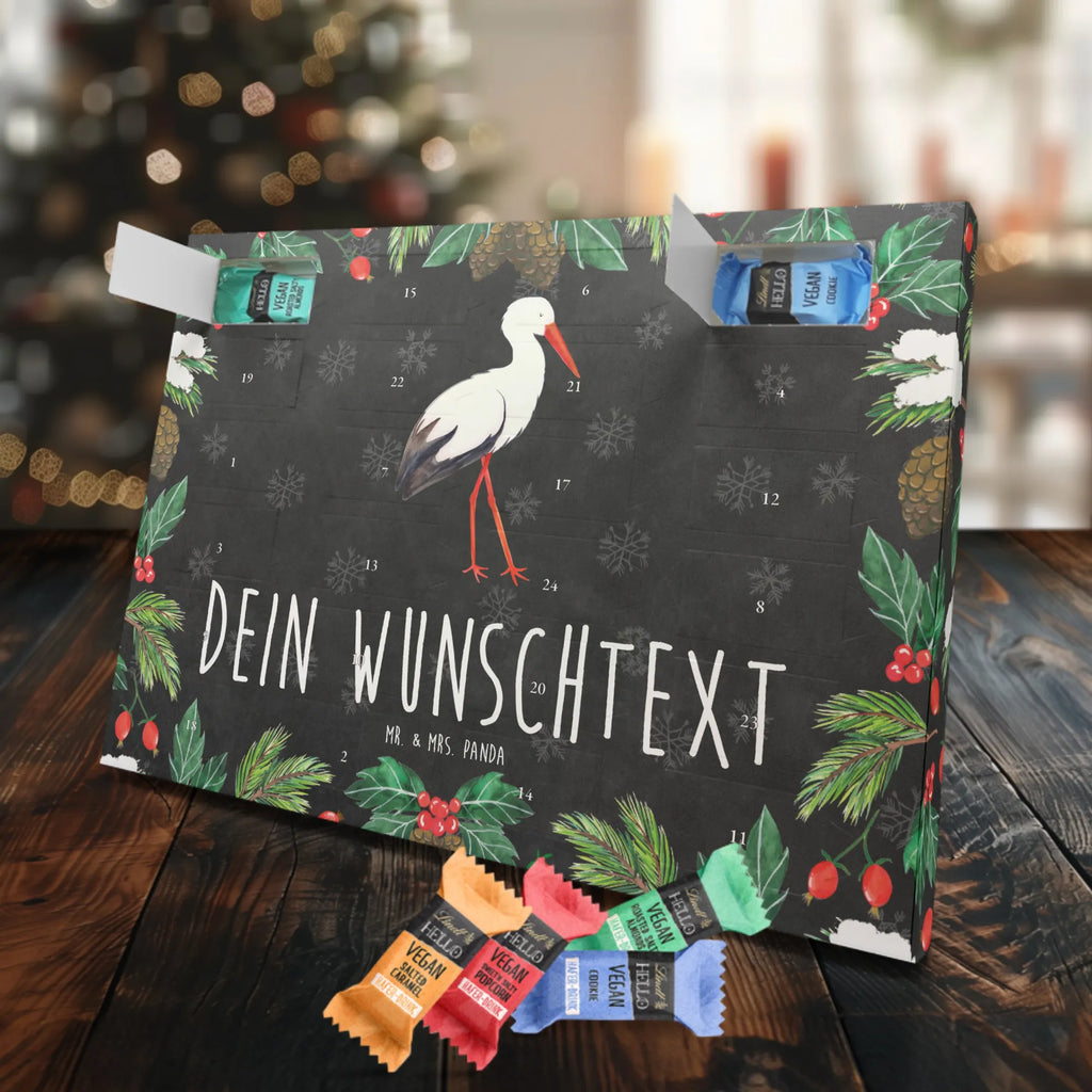 Personalisierter veganer Adventskalender Storch Personalisierter veganer Adventskalender, Tiermotive, Gute Laune, lustige Sprüche, Tiere, Storch, Störche, Schwangerschaft, Geburt, Mutter, Mütter, Mutter werden, Schwanger, Babybauch, Baby