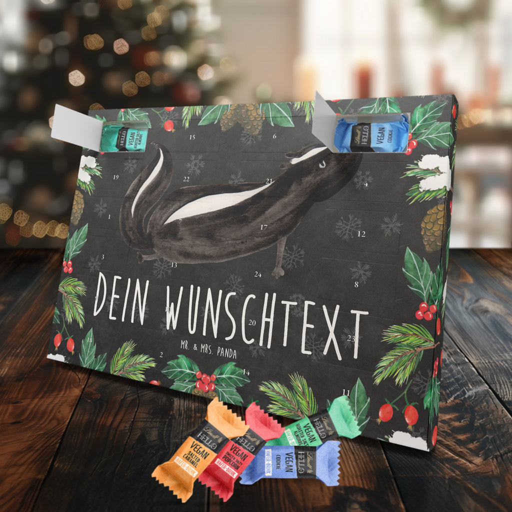 Personalisierter veganer Adventskalender Stinktier Yoga Personalisierter veganer Adventskalender, Stinktier, Skunk, Wildtier, Raubtier, Stinker, Stinki, Yoga, Namaste, Lebe, Liebe, Lache