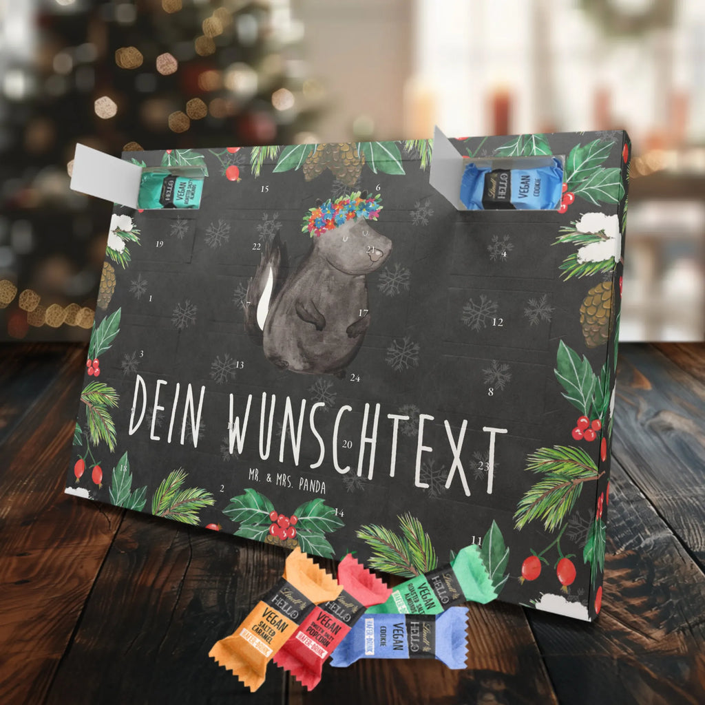 Personalisierter veganer Adventskalender Stinktier Mädchen Personalisierter veganer Adventskalender, Stinktier, Skunk, Wildtier, Raubtier, Stinker, Stinki, Yoga, Namaste, Lebe, Liebe, Lache