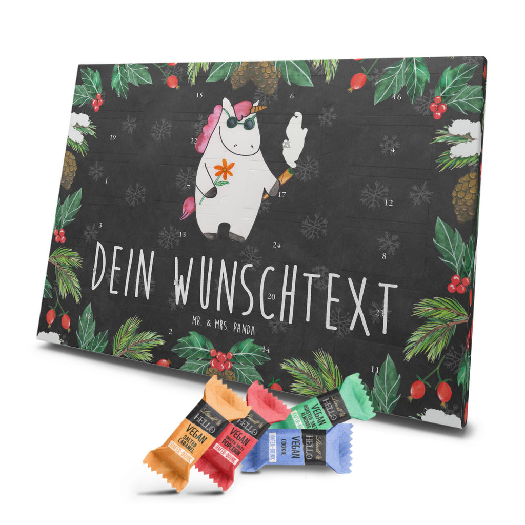 Personalisierter veganer Adventskalender Einhorn Woodstock Personalisierter veganer Adventskalender, Einhorn, Einhörner, Einhorn Deko, Pegasus, Unicorn, Kiffen, Joint, Zigarette, Alkohol, Party, Spaß. lustig, witzig, Woodstock