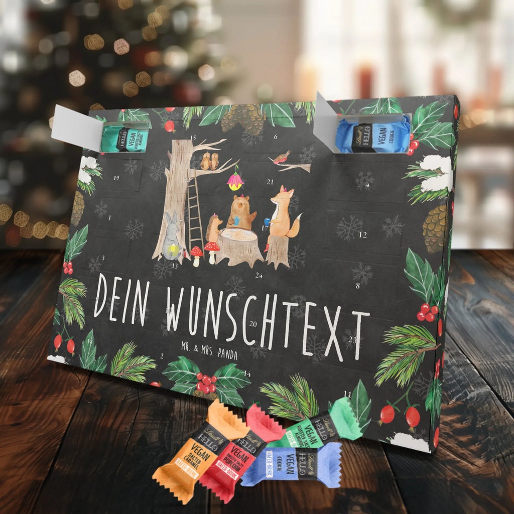 Personalisierter veganer Adventskalender Waldtiere Picknick Personalisierter veganer Adventskalender, Tiermotive, Gute Laune, lustige Sprüche, Tiere, Waldtiere, Picknick, Wald, Fuchs, Hase, Igel, Maus, Eichhörnchen