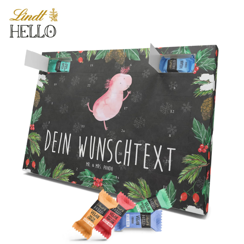 Personalisierter veganer Adventskalender Axolotl Tanzen Personalisierter veganer Adventskalender, Axolotl, Molch, Axolot, Schwanzlurch, Lurch, Lurche, Dachschaden, Sterne, verrückt, Freundin, beste Freundin