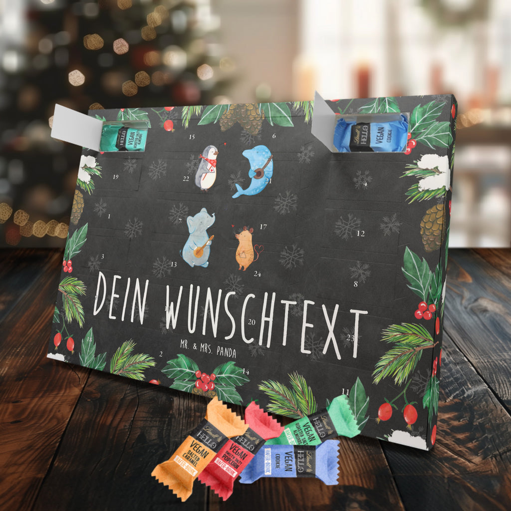 Personalisierter veganer Adventskalender Big Band Personalisierter veganer Adventskalender, Tiermotive, Gute Laune, lustige Sprüche, Tiere, Hund, Pinguin, Maus, Elefant, Delfin, Gitarre, Band, Triangel, Musikanten, Musik