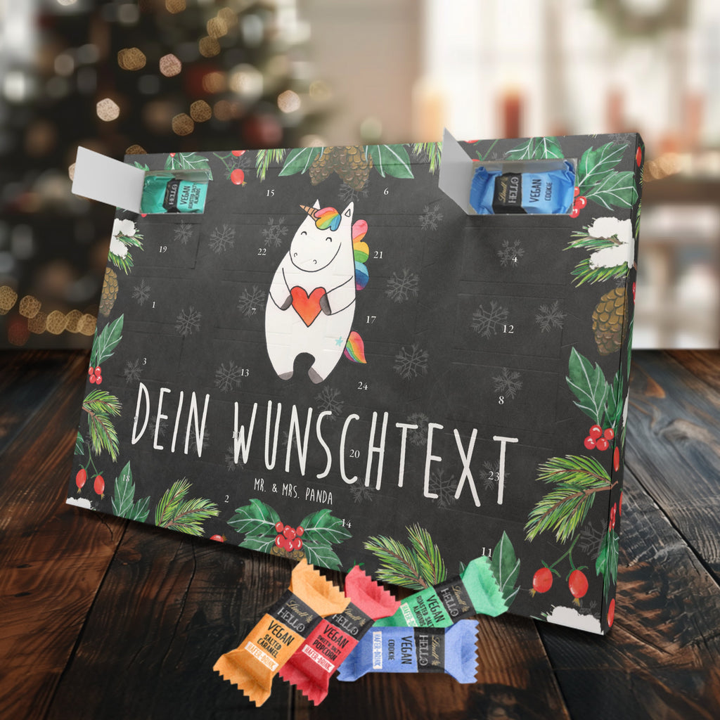 Personalisierter veganer Adventskalender Einhorn Herz Personalisierter veganer Adventskalender, Einhorn, Einhörner, Einhorn Deko, Pegasus, Unicorn, Herz, schlimm, böse, witzig, lustig, Freundin, anders, bunt