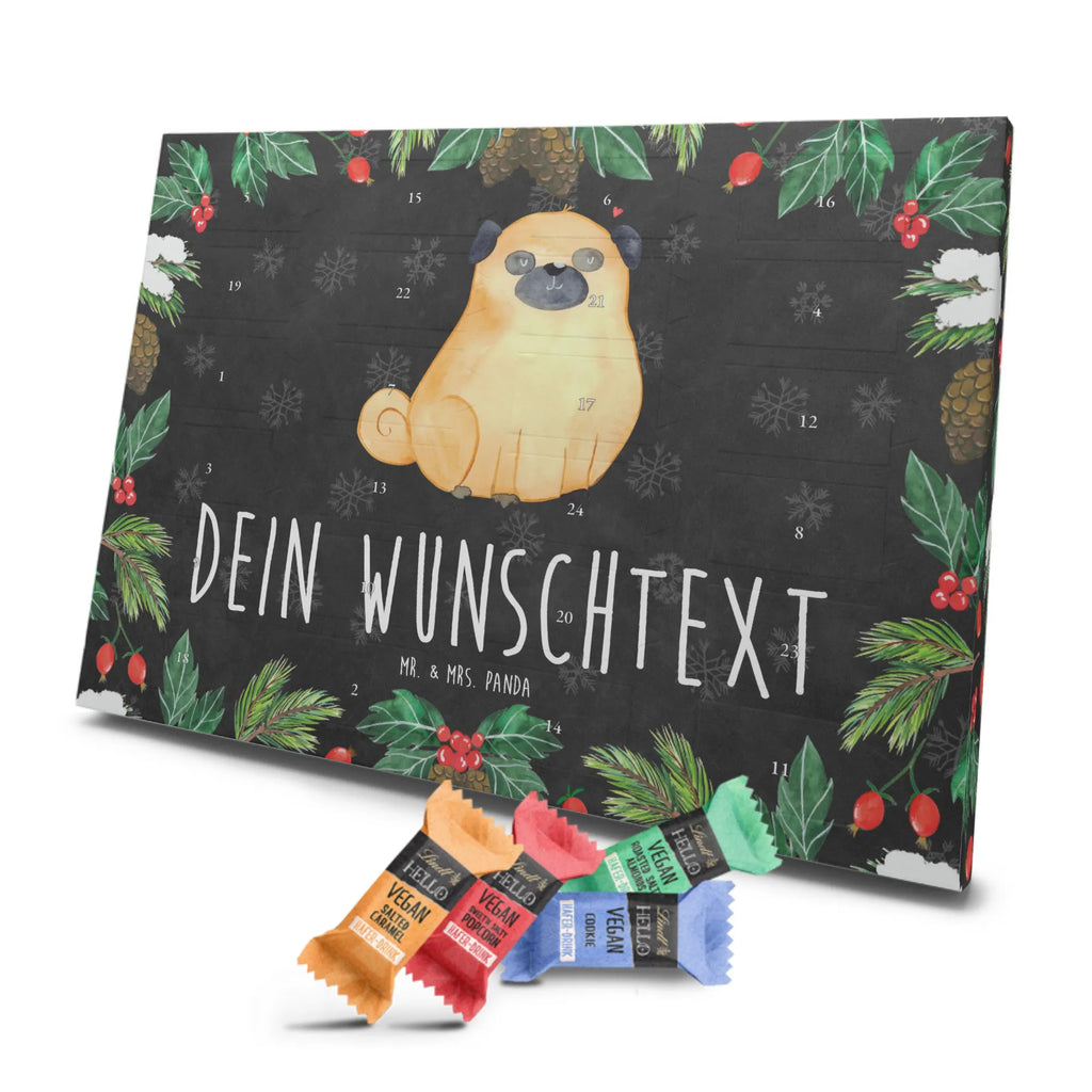 Personalisierter veganer Adventskalender Mops Personalisierter veganer Adventskalender, Hund, Hundemotiv, Haustier, Hunderasse, Tierliebhaber, Hundebesitzer, Sprüche, Mops, Liebe, Hundeliebe