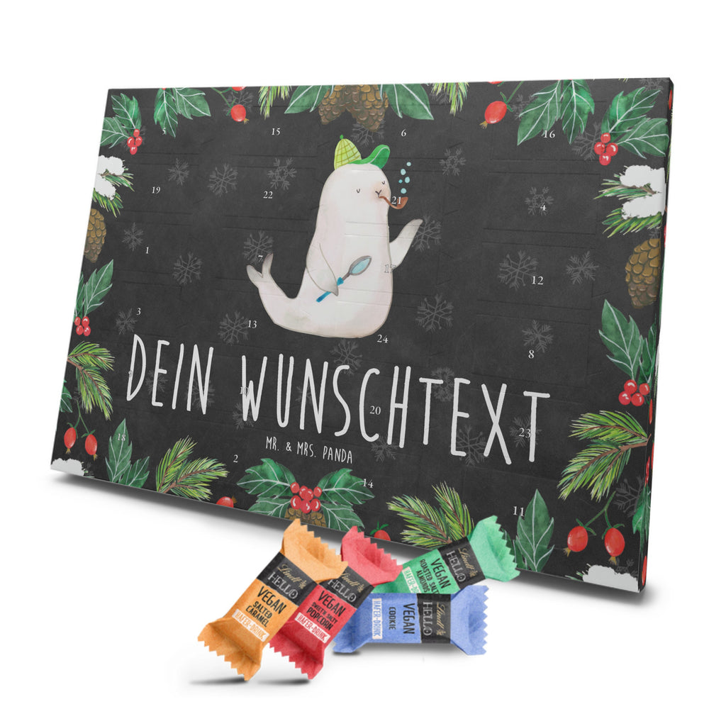 Personalisierter veganer Adventskalender Robbe Sherlock Personalisierter veganer Adventskalender, Tiermotive, Gute Laune, lustige Sprüche, Tiere