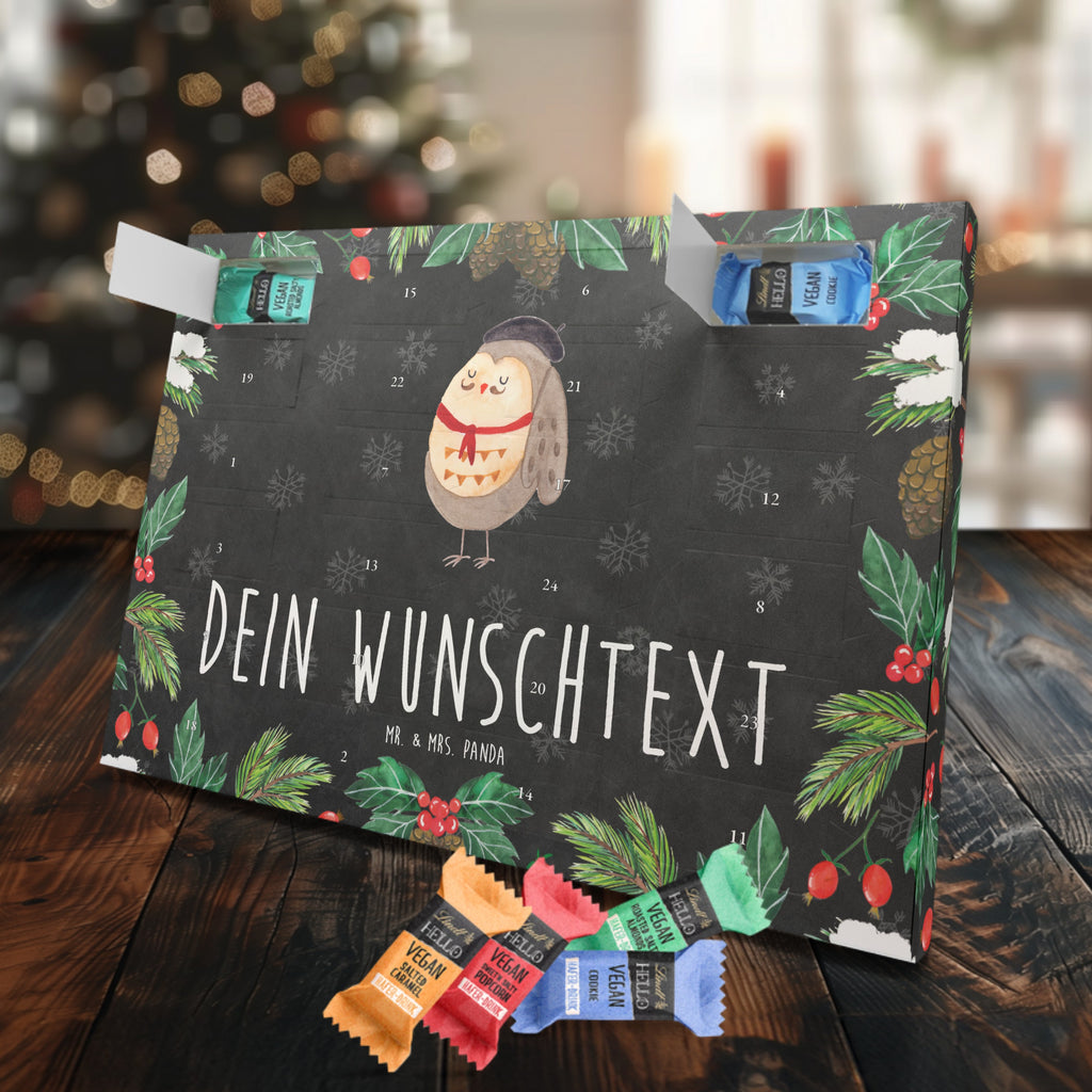 Personalisierter veganer Adventskalender Eule Frankreich Personalisierter veganer Adventskalender, Eule, Eulen, Eule Deko, Owl, hibou, La vie est belle, das Leben ist schön, Spruch schön, Spruch Französisch, Frankreich