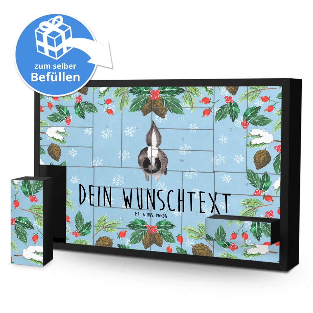 Personalisierter Befüllbarer Adventskalender Stinktier Angriff Befüllbarer Adventskalender, Adventskalender zum selbst befüllen, Stinktier, Skunk, Wildtier, Raubtier, Stinker, Stinki, wütend, Drohung