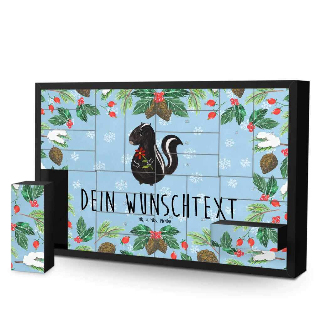 Personalisierter Befüllbarer Adventskalender Stinktier Blume Befüllbarer Adventskalender, Adventskalender zum selbst befüllen, Stinktier, Skunk, Wildtier, Raubtier, Stinker, Stinki, Tagträumer, verträumt, Dreams, Träume