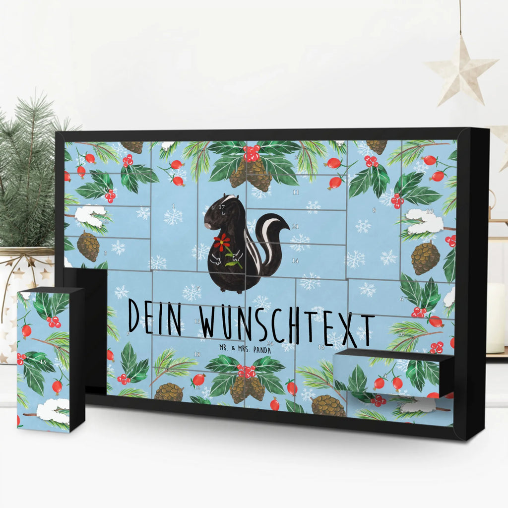 Personalisierter Befüllbarer Adventskalender Stinktier Blume Befüllbarer Adventskalender, Adventskalender zum selbst befüllen, Stinktier, Skunk, Wildtier, Raubtier, Stinker, Stinki, Tagträumer, verträumt, Dreams, Träume