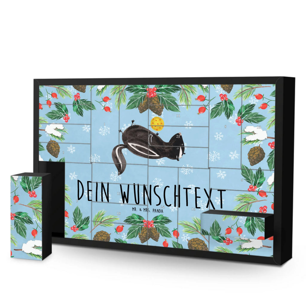 Personalisierter Befüllbarer Adventskalender Stinktier Ball Befüllbarer Adventskalender, Adventskalender zum selbst befüllen, Stinktier, Skunk, Wildtier, Raubtier, Stinker, Stinki, verspielt, Weisheit