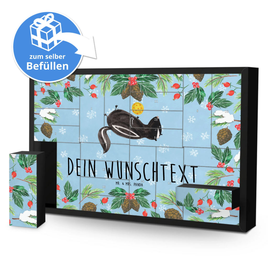 Personalisierter Befüllbarer Adventskalender Stinktier Ball Befüllbarer Adventskalender, Adventskalender zum selbst befüllen, Stinktier, Skunk, Wildtier, Raubtier, Stinker, Stinki, verspielt, Weisheit