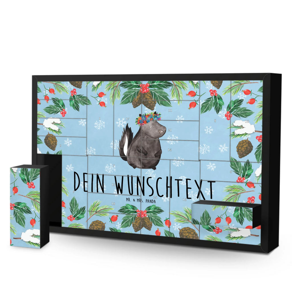 Personalisierter Befüllbarer Adventskalender Stinktier Mädchen Befüllbarer Adventskalender, Adventskalender zum selbst befüllen, Stinktier, Skunk, Wildtier, Raubtier, Stinker, Stinki, Yoga, Namaste, Lebe, Liebe, Lache