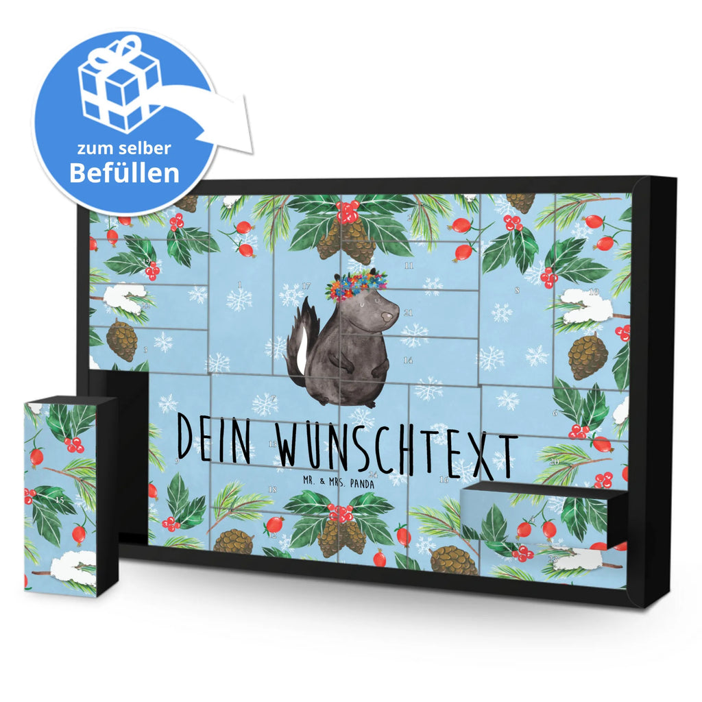 Personalisierter Befüllbarer Adventskalender Stinktier Mädchen Befüllbarer Adventskalender, Adventskalender zum selbst befüllen, Stinktier, Skunk, Wildtier, Raubtier, Stinker, Stinki, Yoga, Namaste, Lebe, Liebe, Lache