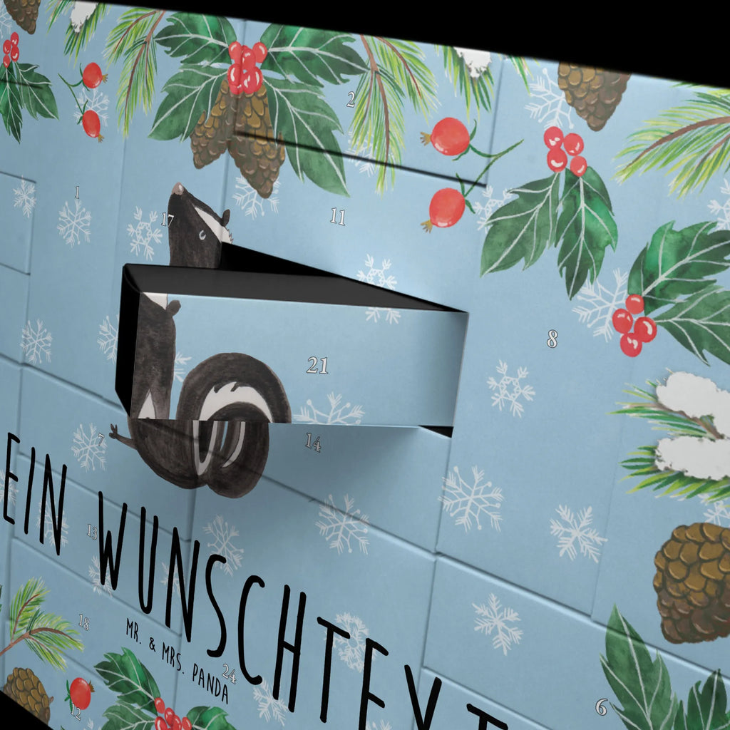 Personalisierter Befüllbarer Adventskalender Stinktier Sitzen Befüllbarer Adventskalender, Adventskalender zum selbst befüllen, Stinktier, Skunk, Wildtier, Raubtier, Stinker, Stinki, Spruch, Büro, Recht, Besserwisser