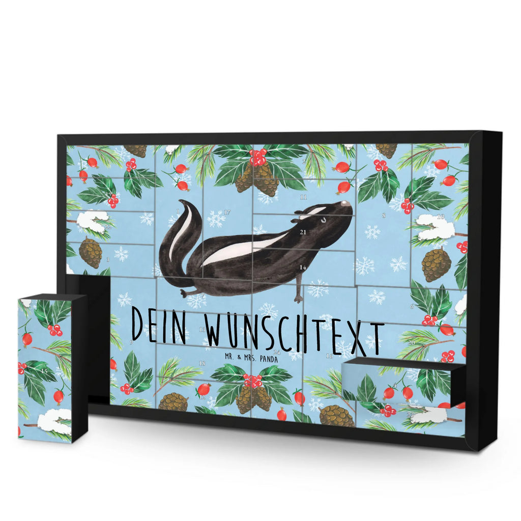 Personalisierter Befüllbarer Adventskalender Stinktier Yoga Befüllbarer Adventskalender, Adventskalender zum selbst befüllen, Stinktier, Skunk, Wildtier, Raubtier, Stinker, Stinki, Yoga, Namaste, Lebe, Liebe, Lache