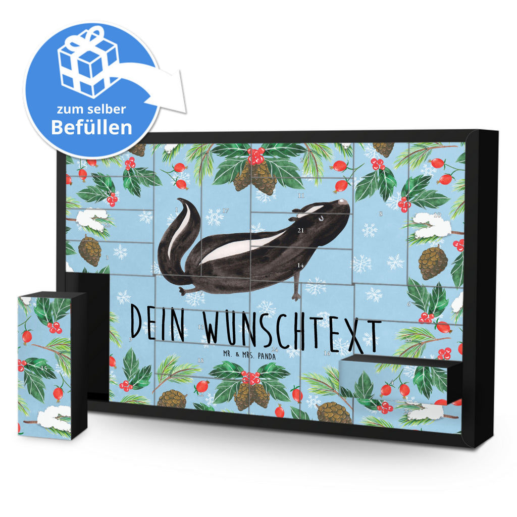 Personalisierter Befüllbarer Adventskalender Stinktier Yoga Befüllbarer Adventskalender, Adventskalender zum selbst befüllen, Stinktier, Skunk, Wildtier, Raubtier, Stinker, Stinki, Yoga, Namaste, Lebe, Liebe, Lache