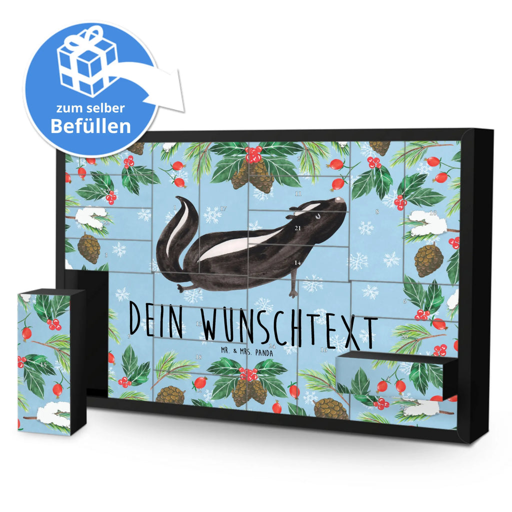 Personalisierter Befüllbarer Adventskalender Stinktier Yoga Befüllbarer Adventskalender, Adventskalender zum selbst befüllen, Stinktier, Skunk, Wildtier, Raubtier, Stinker, Stinki, Yoga, Namaste, Lebe, Liebe, Lache