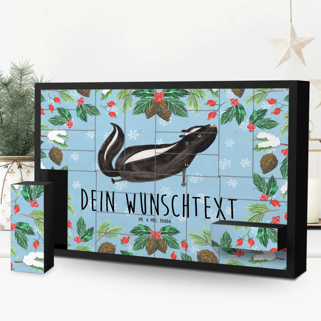 Personalisierter Befüllbarer Adventskalender Stinktier Yoga Befüllbarer Adventskalender, Adventskalender zum selbst befüllen, Stinktier, Skunk, Wildtier, Raubtier, Stinker, Stinki, Yoga, Namaste, Lebe, Liebe, Lache