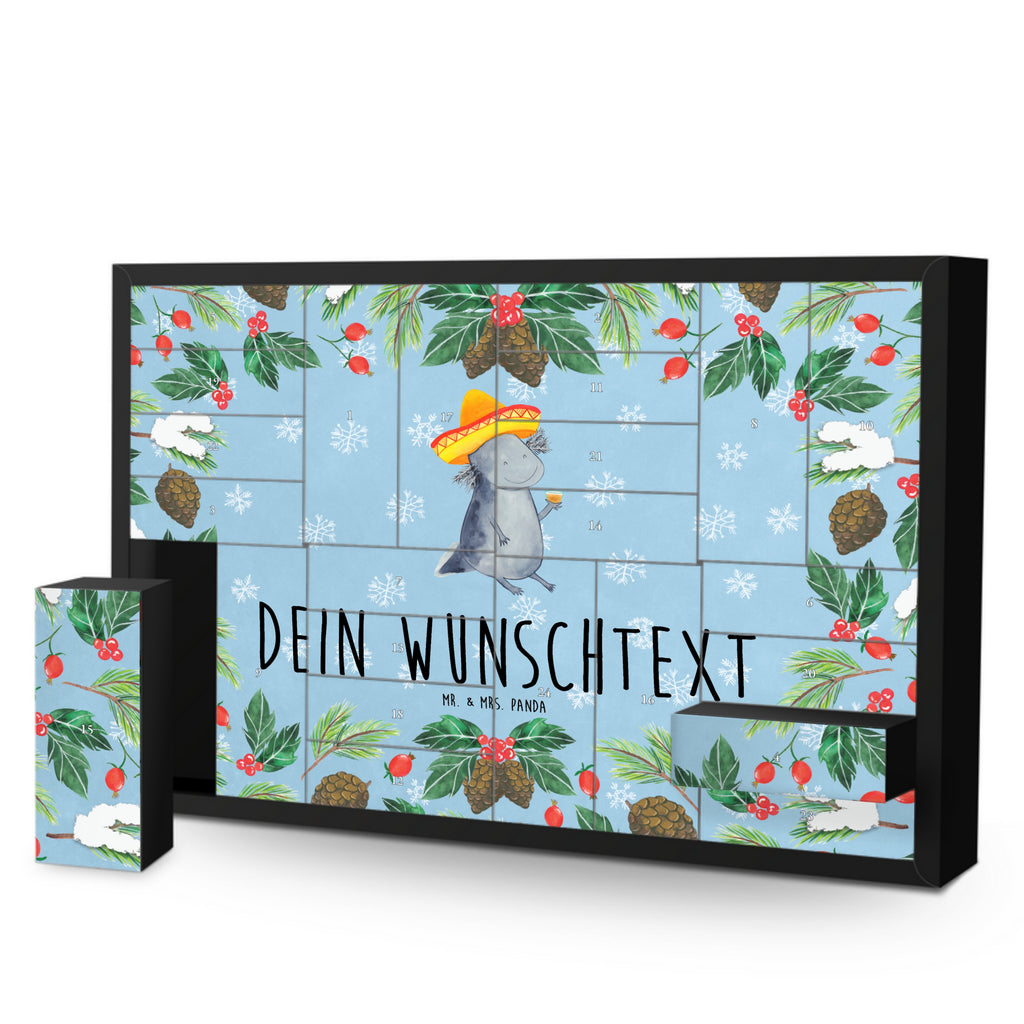 Personalisierter Befüllbarer Adventskalender Axolotl Tequila Befüllbarer Adventskalender, Adventskalender zum selbst befüllen, Axolotl, Molch, Mexico, Mexiko, Sombrero, Zitrone, Tequila, Motivation, Spruch, Schwanzlurch, Lurch, Lurche, Axolot, Feuerdrache, Feuersalamander