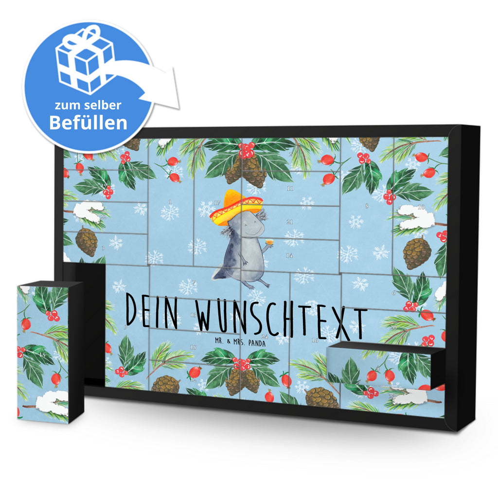 Personalisierter Befüllbarer Adventskalender Axolotl Tequila Befüllbarer Adventskalender, Adventskalender zum selbst befüllen, Axolotl, Molch, Mexico, Mexiko, Sombrero, Zitrone, Tequila, Motivation, Spruch, Schwanzlurch, Lurch, Lurche, Axolot, Feuerdrache, Feuersalamander