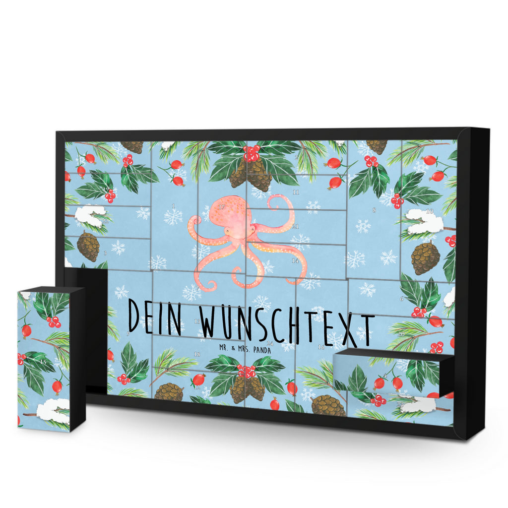 Personalisierter Befüllbarer Adventskalender Tintenfisch Befüllbarer Adventskalender, Adventskalender zum selbst befüllen, Tiermotive, Gute Laune, lustige Sprüche, Tiere, Meer, Meerestier, Krake, Tintenfisch, Arme, Wasser, Ozean