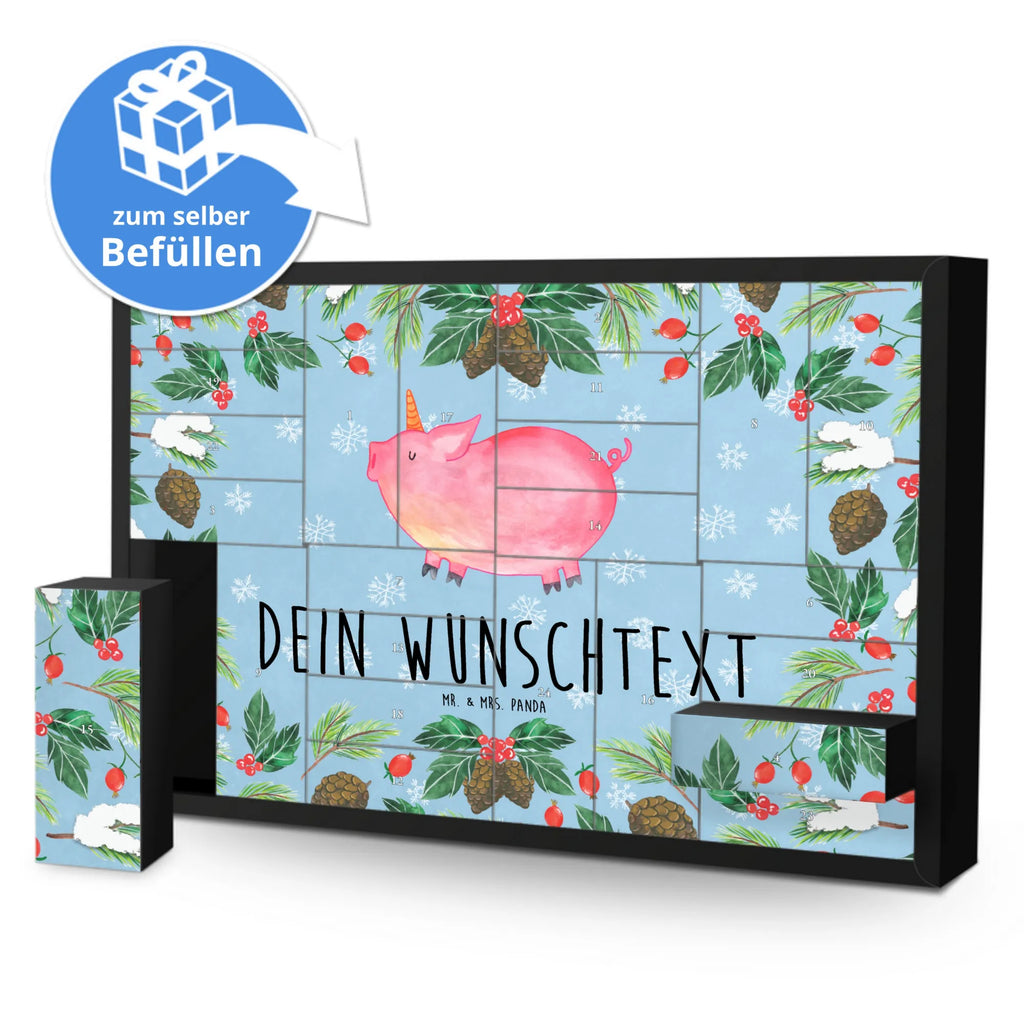 Personalisierter Befüllbarer Adventskalender Einhorn Schwein Befüllbarer Adventskalender, Adventskalender zum selbst befüllen, Einhorn, Einhörner, Einhorn Deko, Pegasus, Unicorn, Party, Spaß, Schwein, Schweinhorn, Bauer, witzig. lustig, Spruch, geschenk, Pig, Piggy, funny, english, englisch