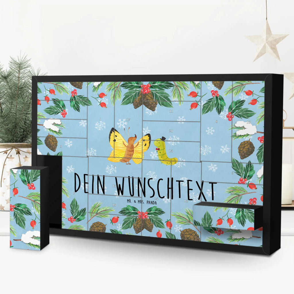 Personalisierter Befüllbarer Adventskalender Raupe Schmetterling Befüllbarer Adventskalender, Adventskalender zum selbst befüllen, Tiermotive, Gute Laune, lustige Sprüche, Tiere, Raupe, Schmetterling, Zitronenfalter, Entwicklung, Erwachsen werden, Kokon, Hut, Hütchen, Schönheit, Aufwachsen