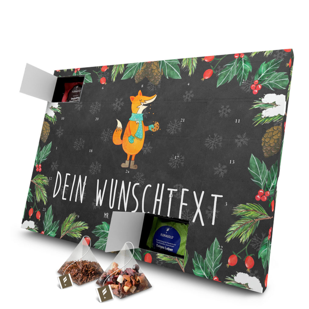 Personalisierter Tee Adventskalender Fuchs Keks Personalisierter Tee Adventskalender, Fuchs, Füchse, Backen Spruch, Kekse, Winter, Weihnachtszeit, Plätzchen, Liebe, Küche Deko