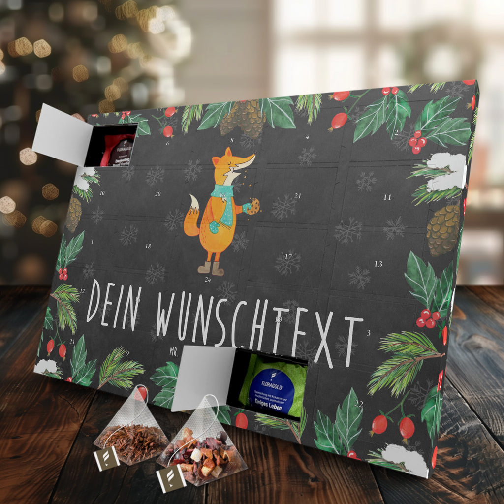 Personalisierter Tee Adventskalender Fuchs Keks Personalisierter Tee Adventskalender, Fuchs, Füchse, Backen Spruch, Kekse, Winter, Weihnachtszeit, Plätzchen, Liebe, Küche Deko