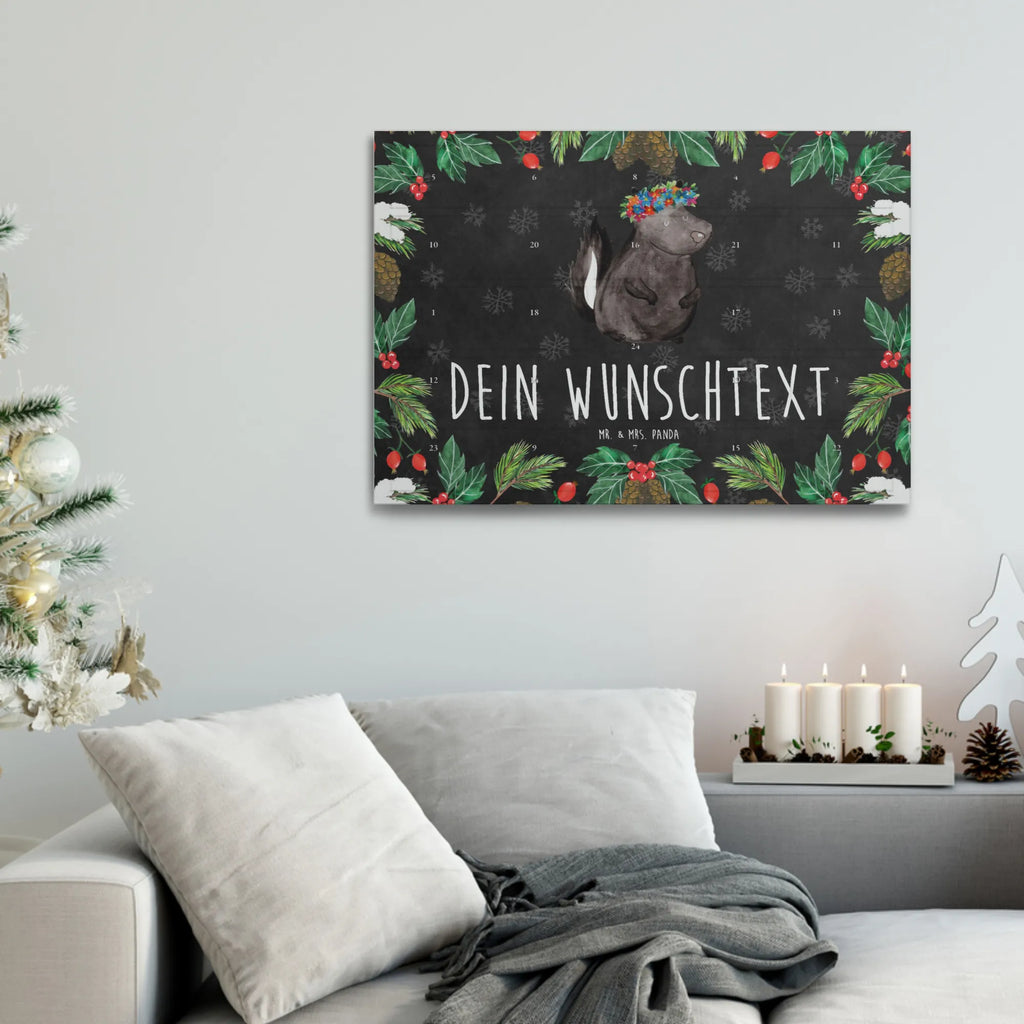 Personalisierter Tee Adventskalender Stinktier Mädchen Personalisierter Tee Adventskalender, Stinktier, Skunk, Wildtier, Raubtier, Stinker, Stinki, Yoga, Namaste, Lebe, Liebe, Lache